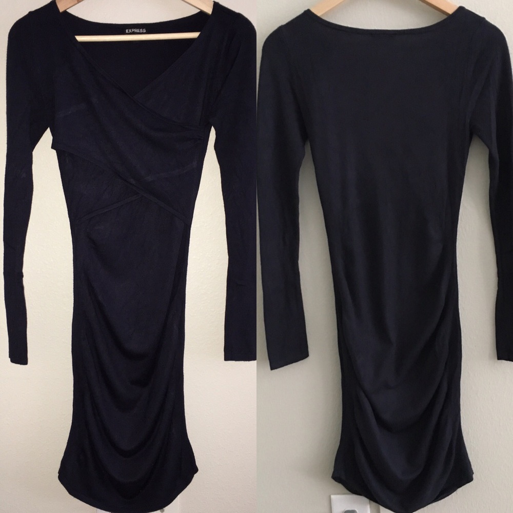 Express long sleeve dress — navy blue